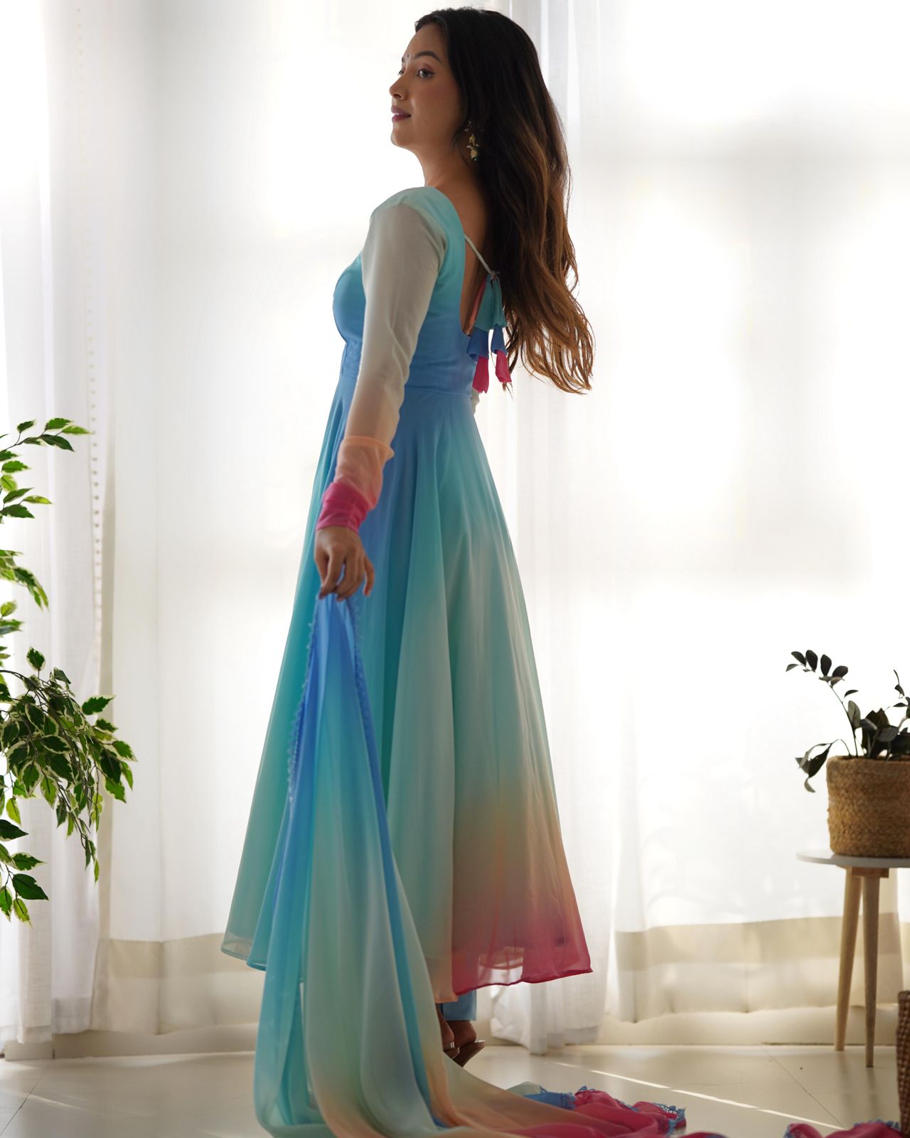 PastelColor Ombre Georgette Anarkali Suit - Shopaholics Choice