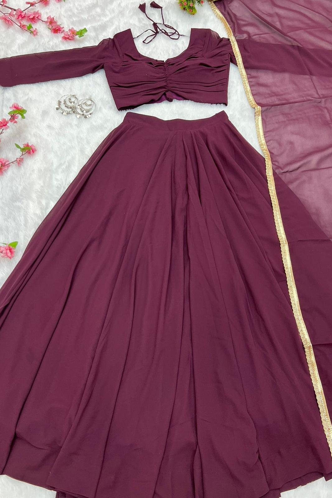 Solid Colour Soft Georgette Flared Lehnga