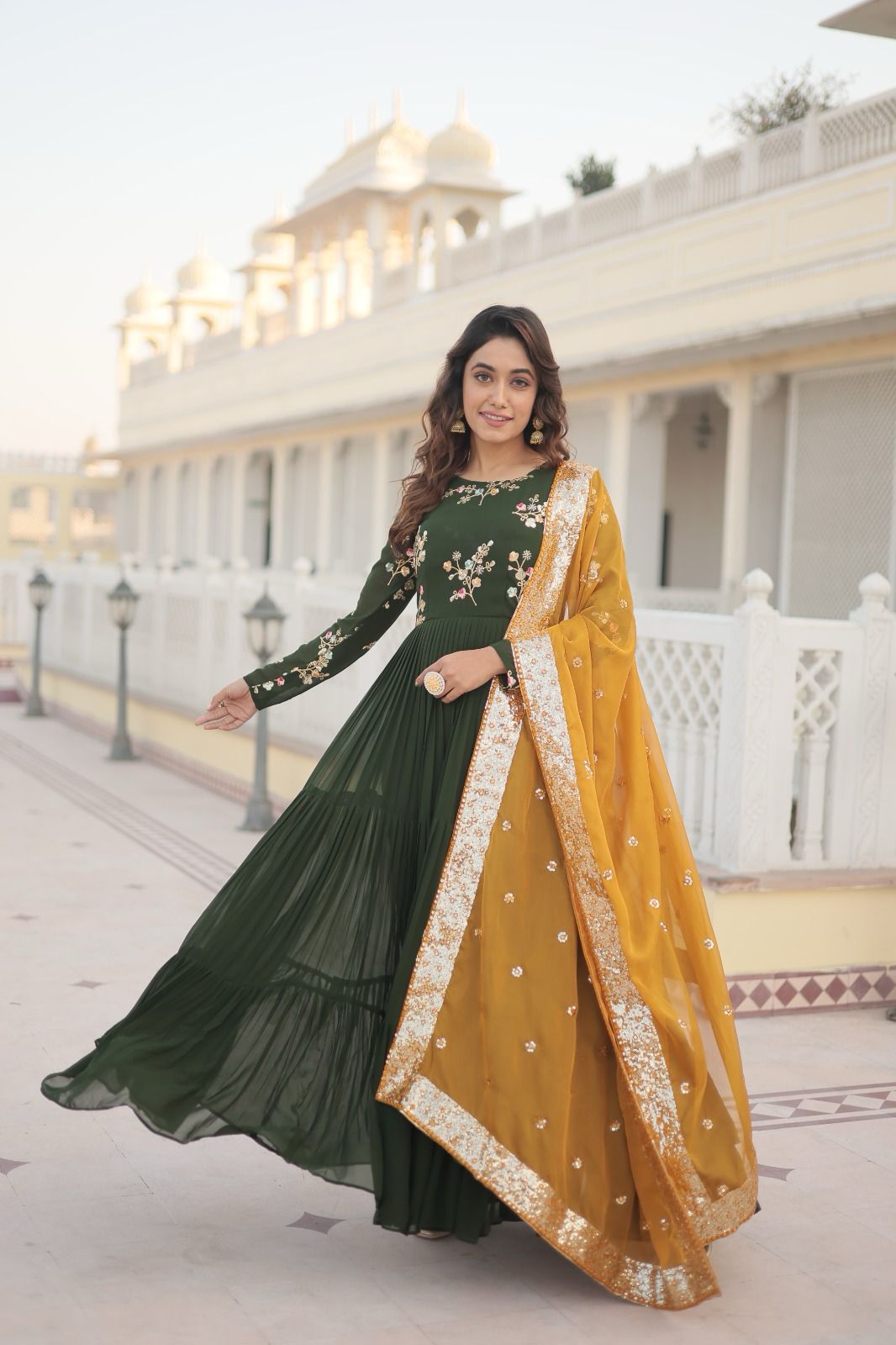 Georgette-Russian Silk Embroidery Anarkali Gown - Shopaholics Choice