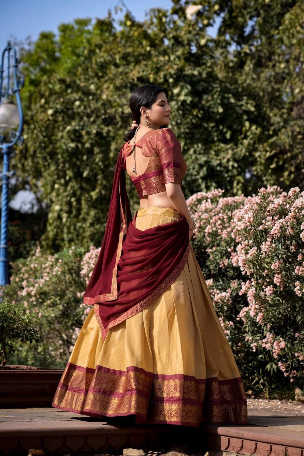 Kanchipuram Zari Weaving Lehnga Choli - Shopaholics Choice