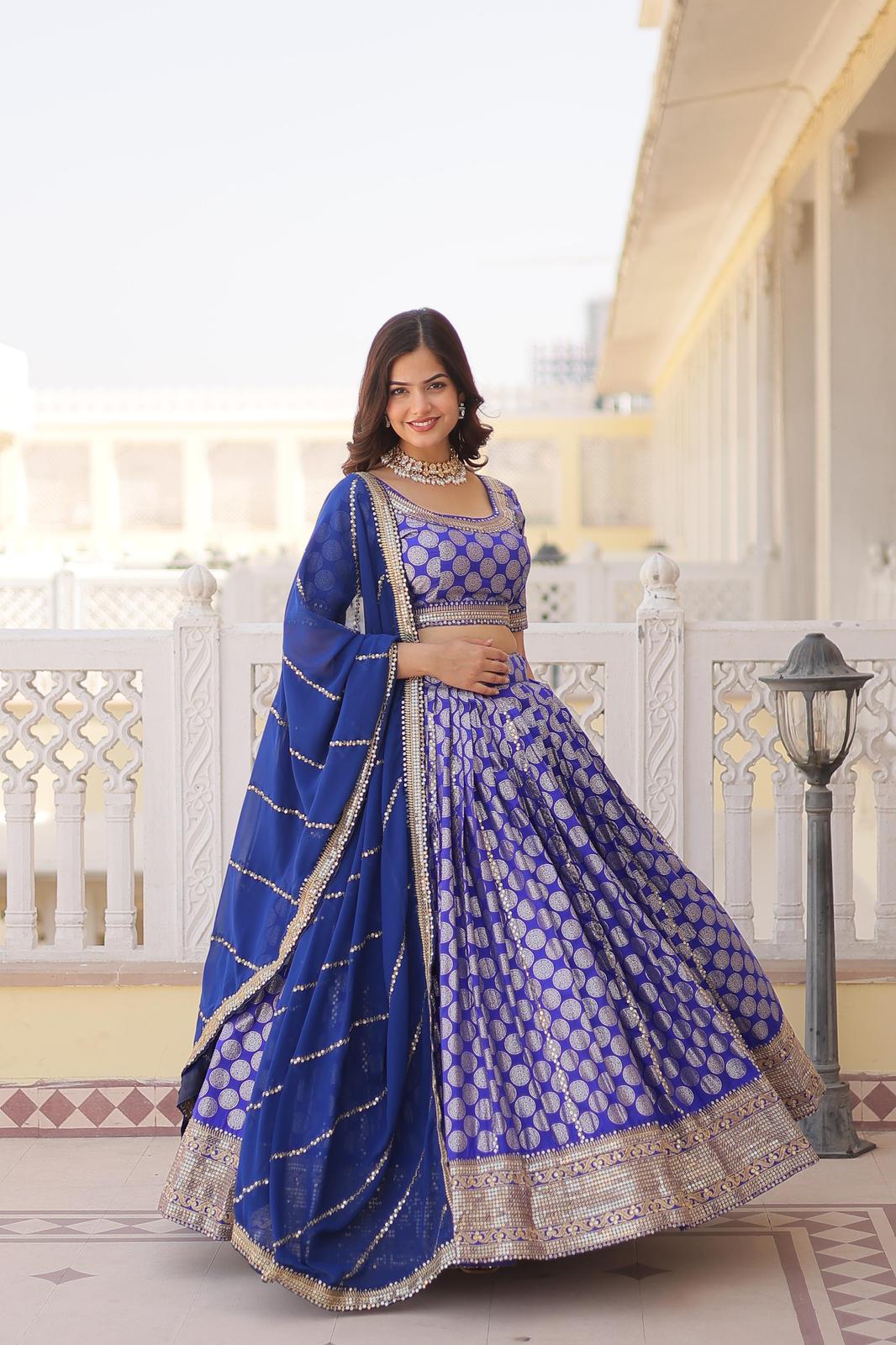 Dyeable Pure Viscose Jacquard Lehnga