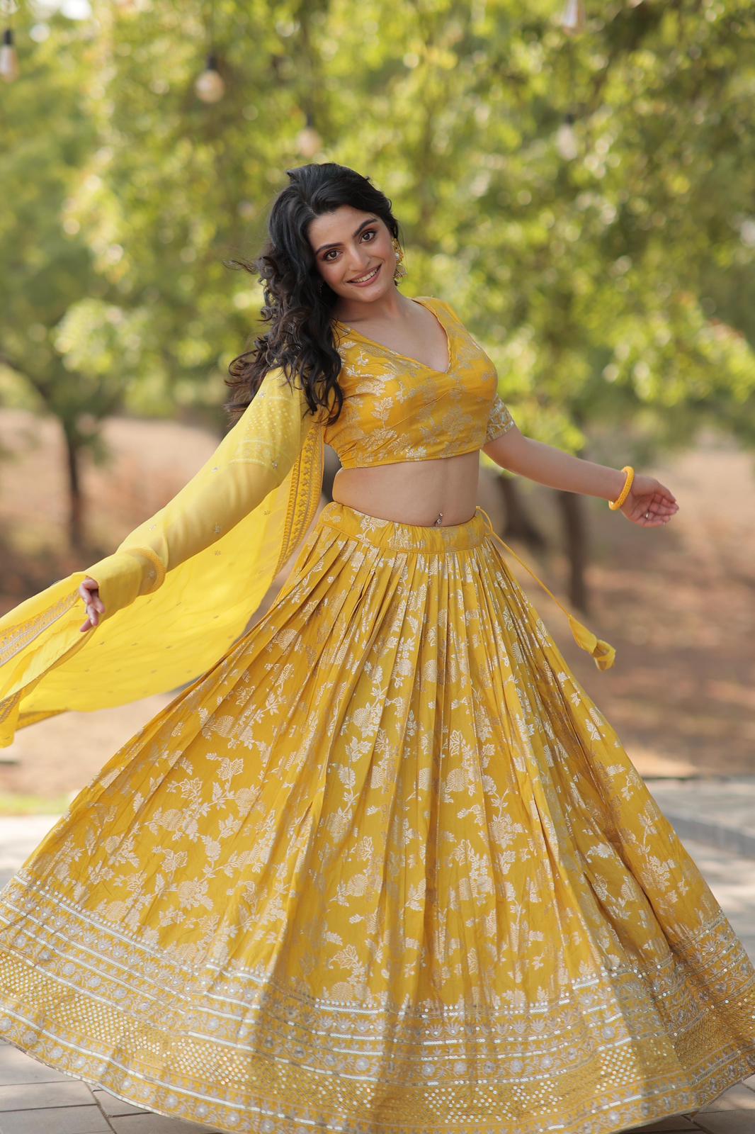 Solidcolour Viscose Jacquard Lehnga Choli