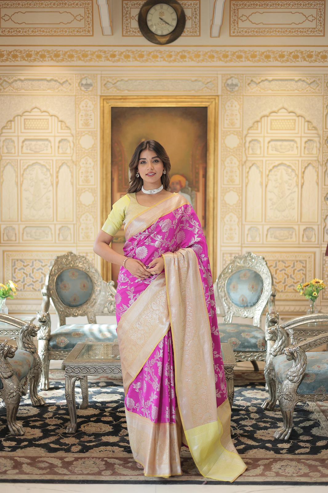 Kanjivaram Zari Weaving Broad Border Saree