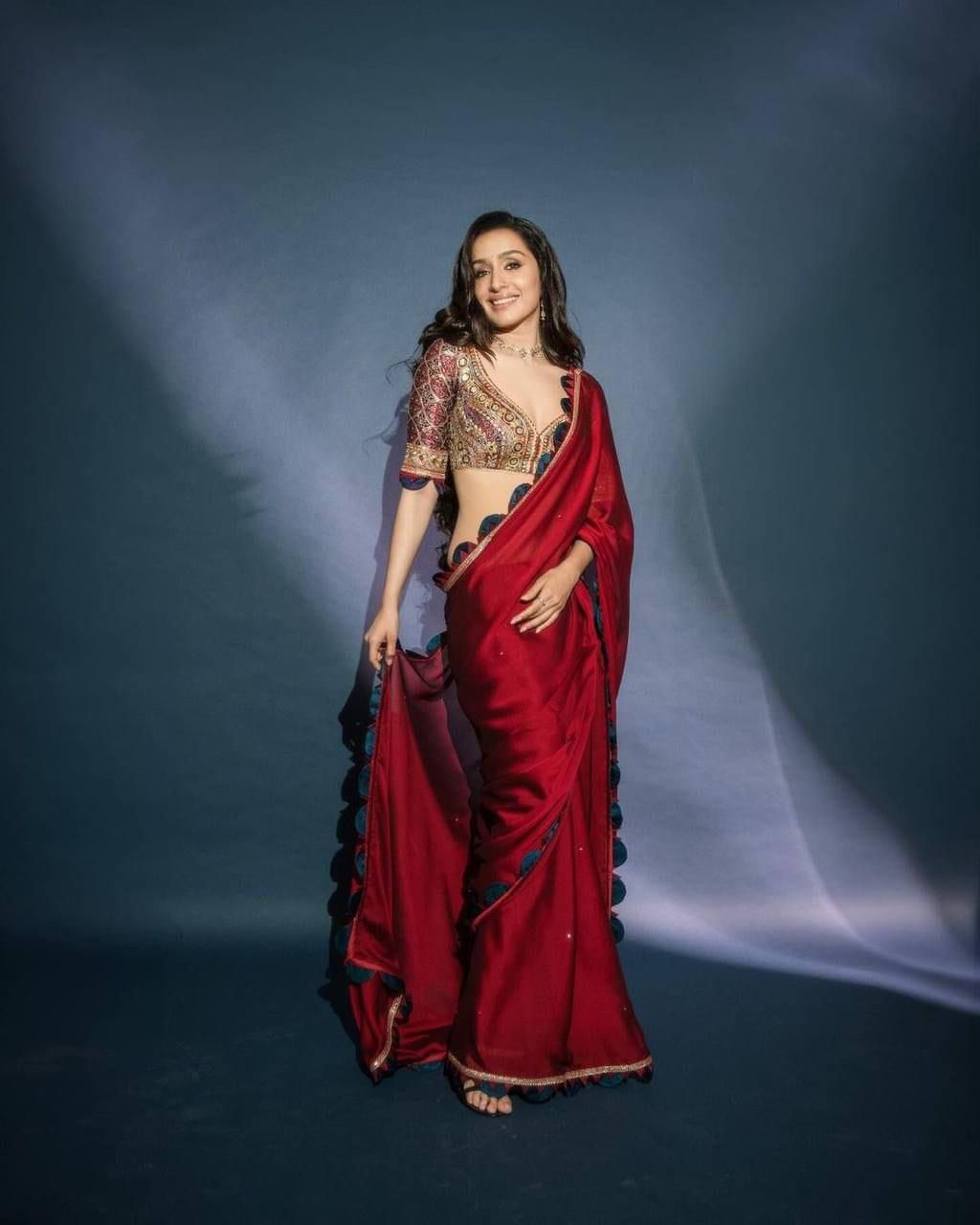 Maroon Rangoli Pearl Work Saree