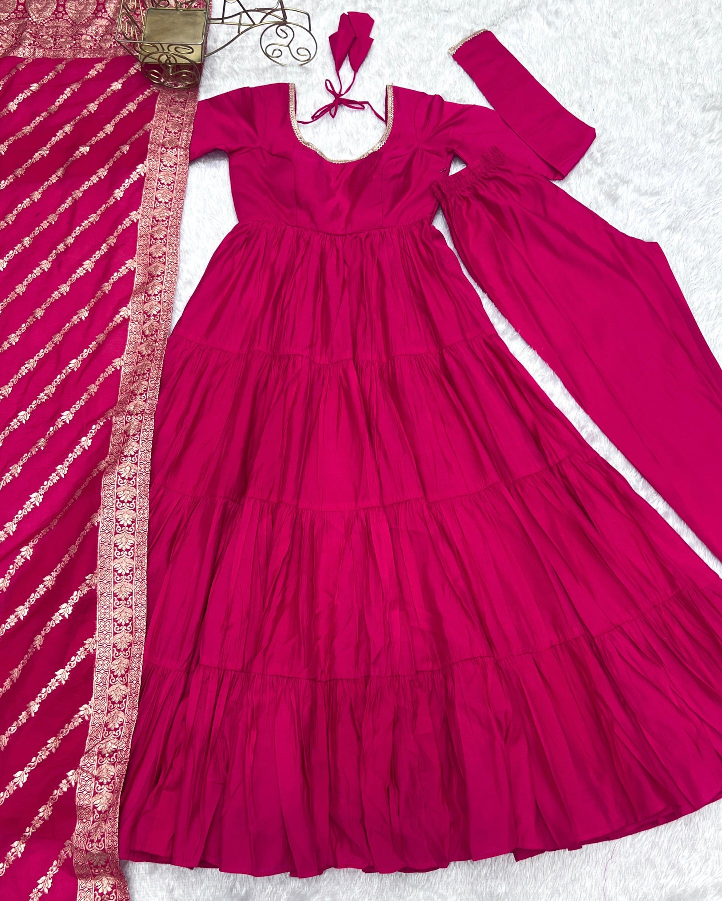 Solid Colour Romansilk Heavy Flared Anarkali Suit