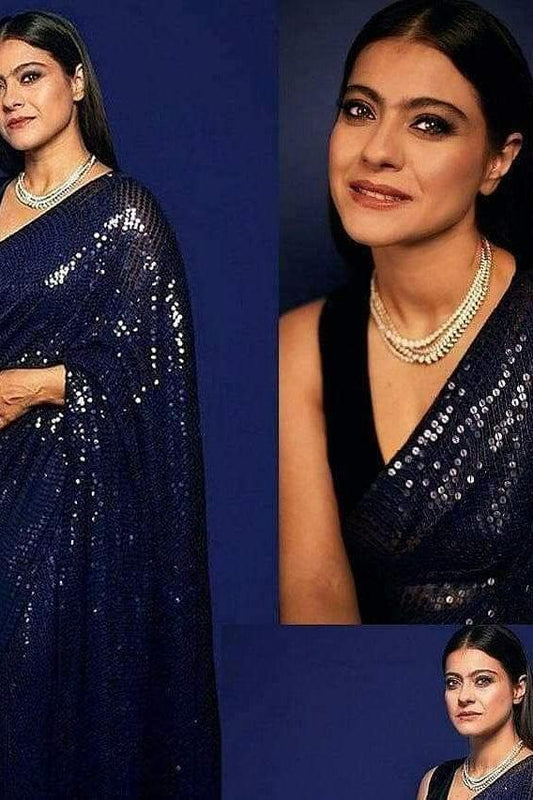 Blue Georgette Fully Sequence Saree